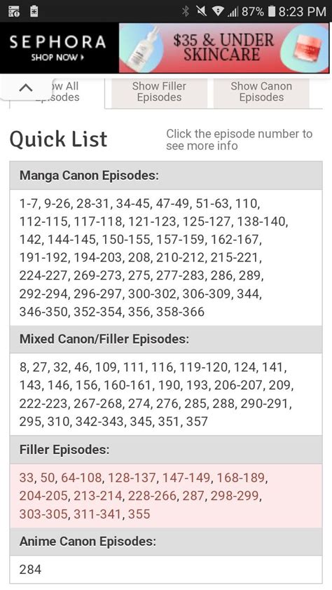 Bleach Filler List
