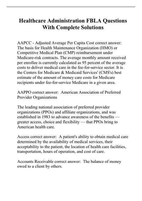 Healthcare Administration In Fbla