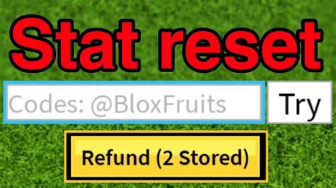 Stat Reset Codes Blox Fruits